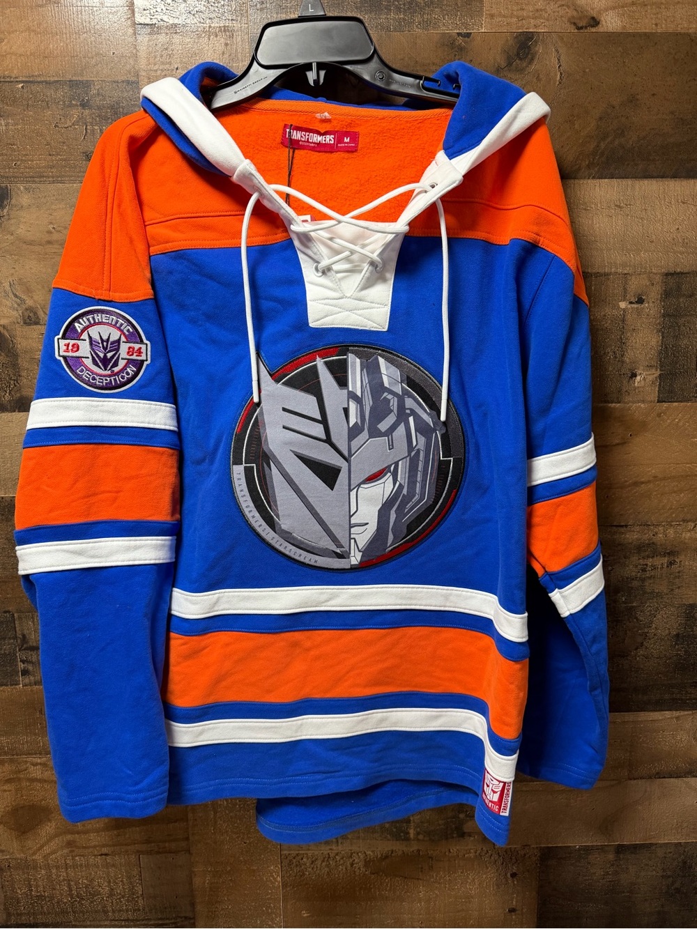 Transformers Starscream Hoodie M NWT Autobot Decepticon Hockey Jersey Hasbro